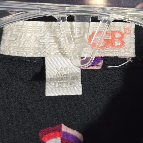 Gianni Bini Black Chiffon Button Down Long Sleeve Tunic Geometric Pattern Blouse - Picture 9 of 11